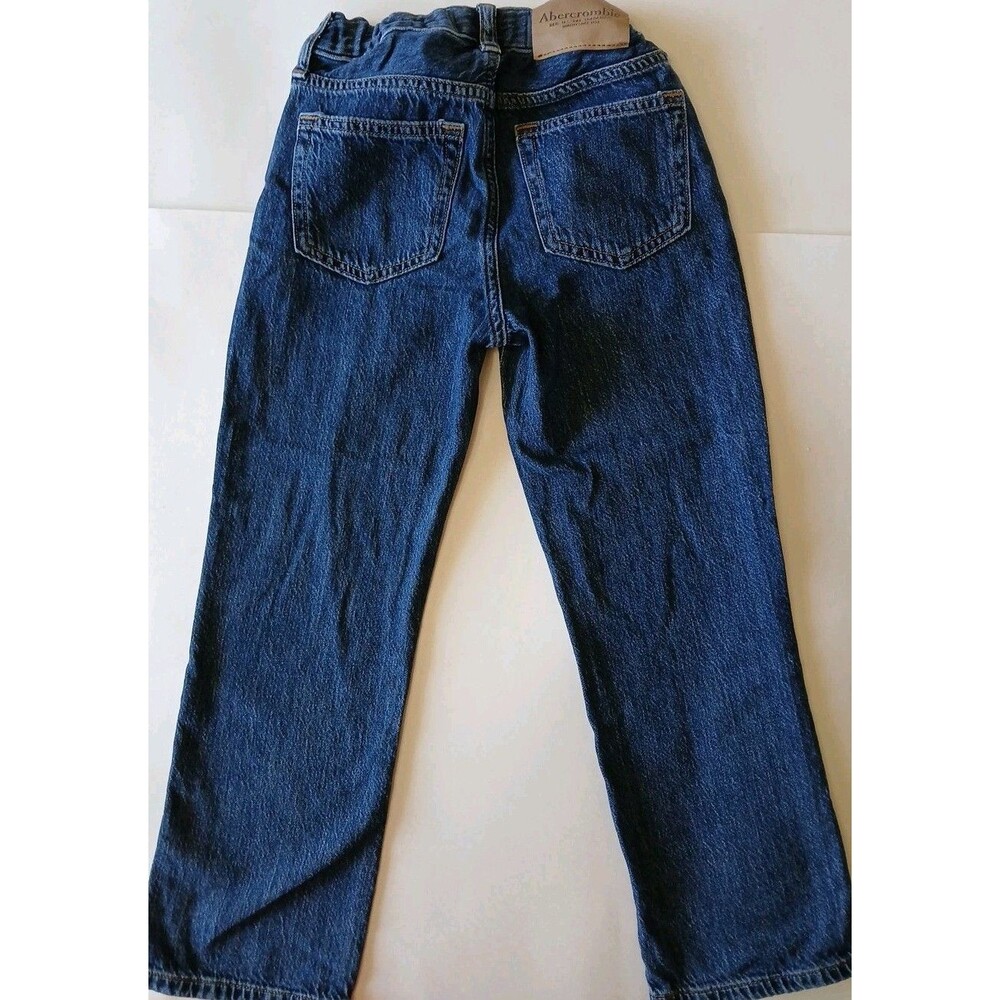 Abercrombie Kids Loose Jeans 5/6 Regular Dark Wash Elastic  Adjustable Waist - Picture 10 of 16